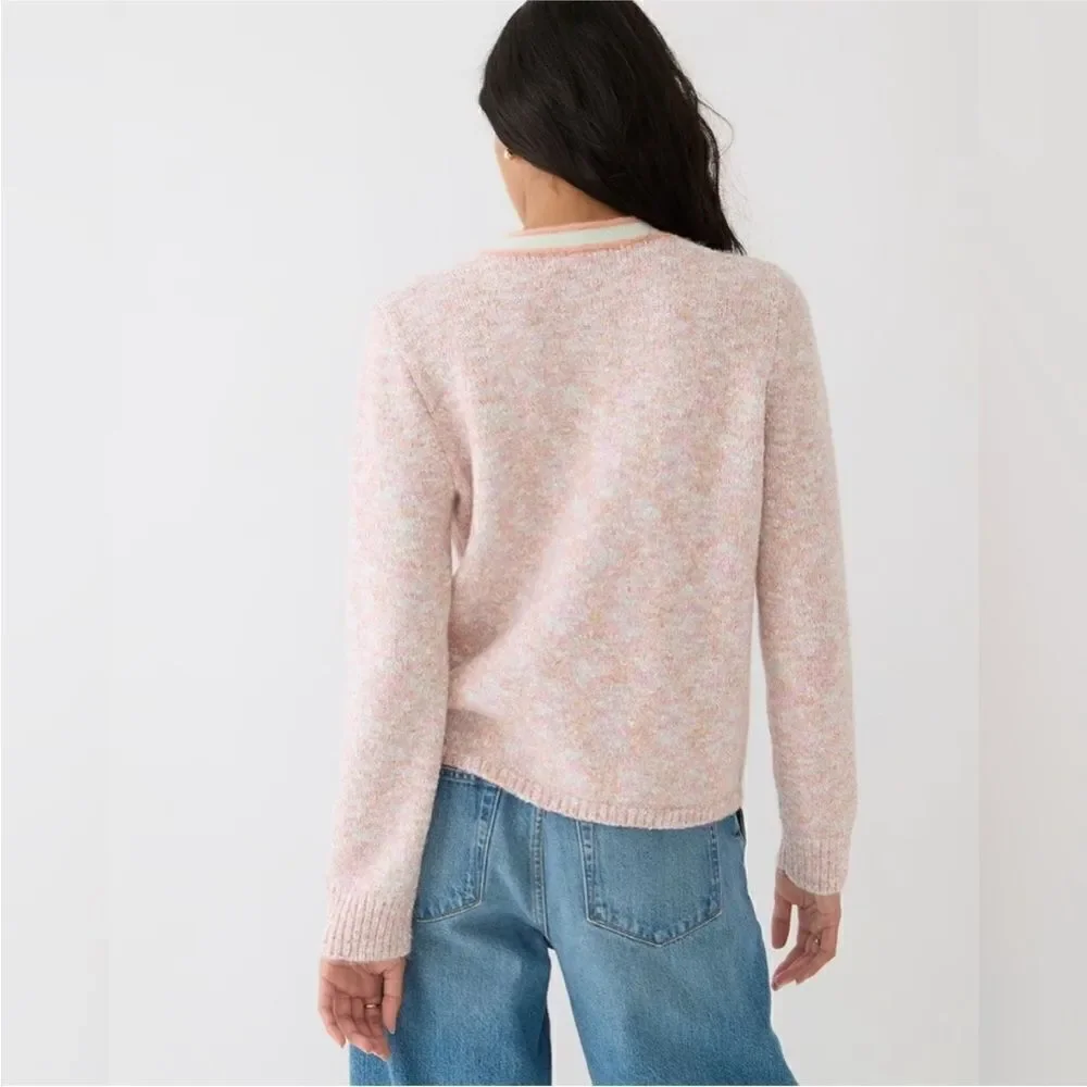 NWT J CREW Marled sweater lady cardigan in blush pink - Picture 4 of 8